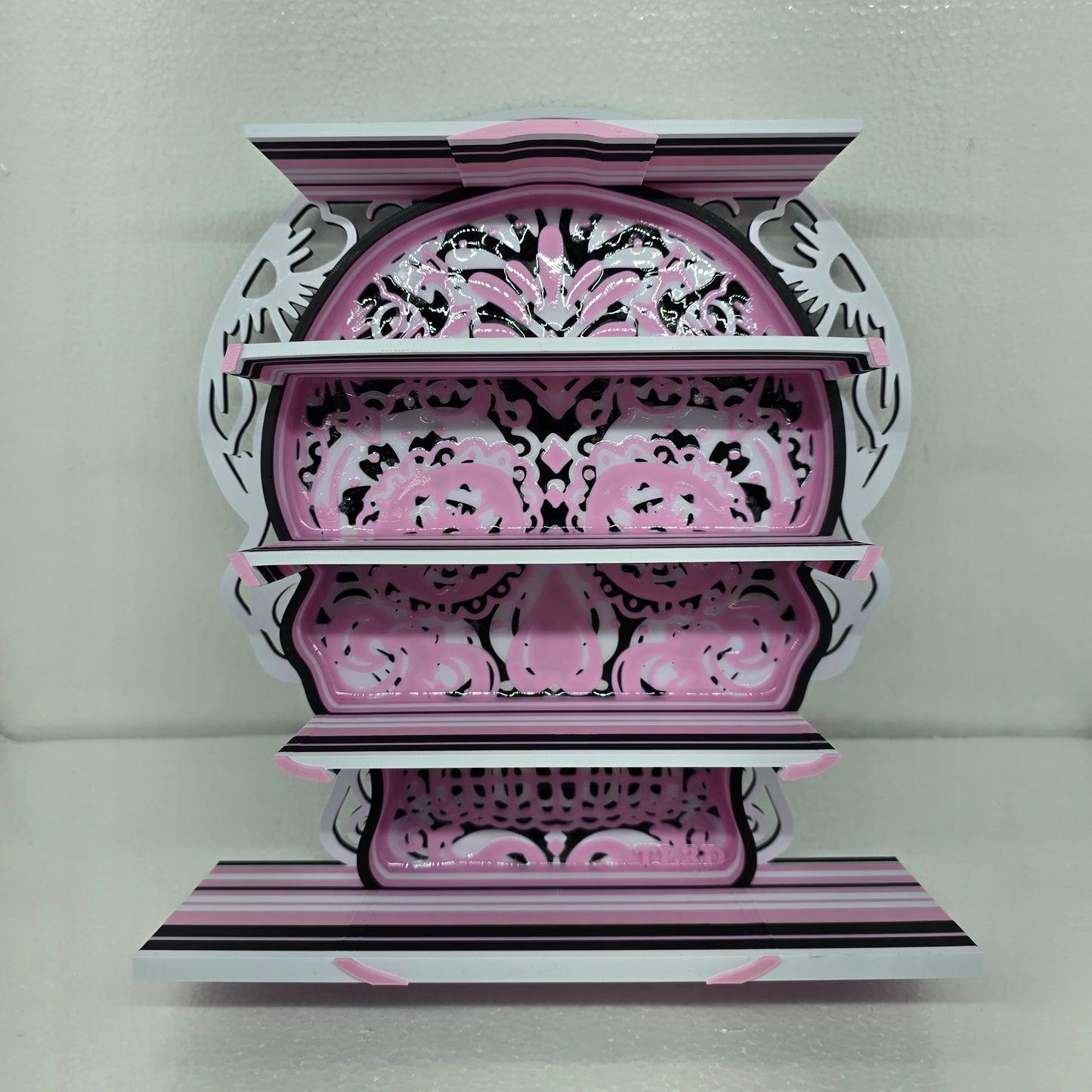 Large 3D Printed Sugar Skull Pink Shelf